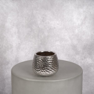 Metal Vase Silver (4 x 4 x 4 in)